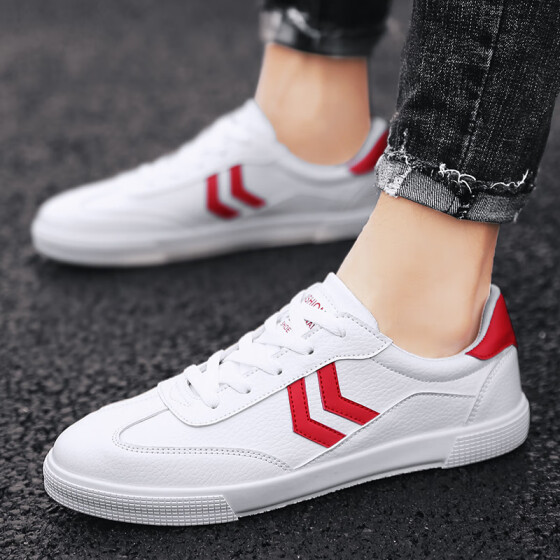 red and white casual shoes