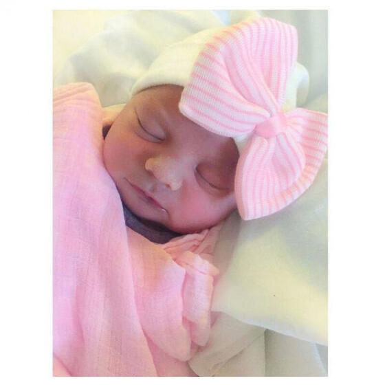 USA Baby Girls Infant Striped Cap Hospital Newborn Soft Bow Beanie Hat Hot