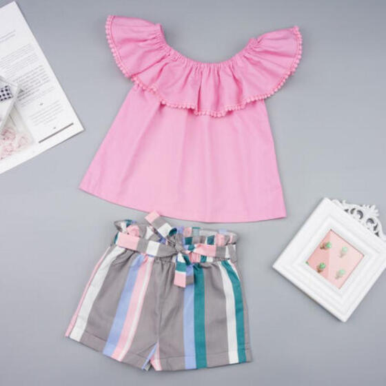 Kids Summer Toddler Baby Girl Outfits Clothes T-shirt Tops+Shorts Pants 2PCS Set