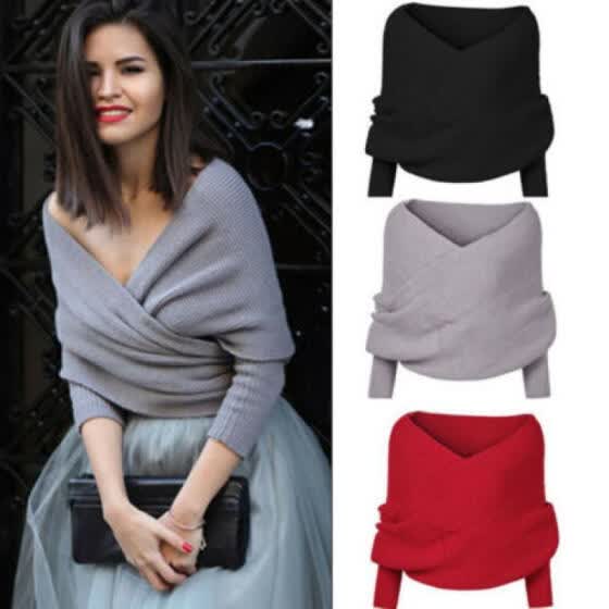 cross wrap off shoulder solid jumper