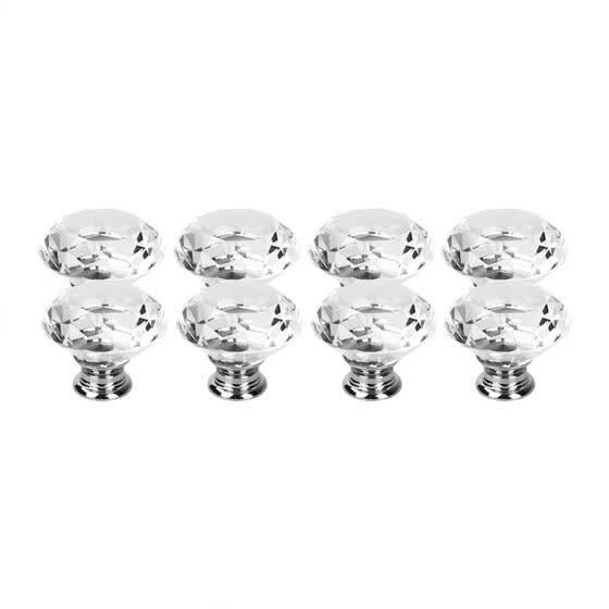 Greensen 8pcs 40mm Clear Diamond Crystal Glass Door Knobs