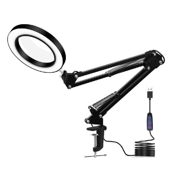 Shop Lighting Led 5x Magnifying Lamp With Clamp Hands Free