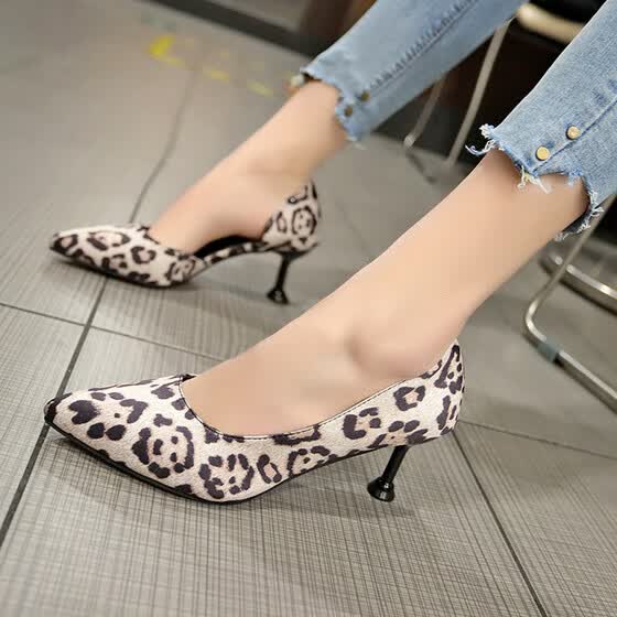 leopard pointed toe heels
