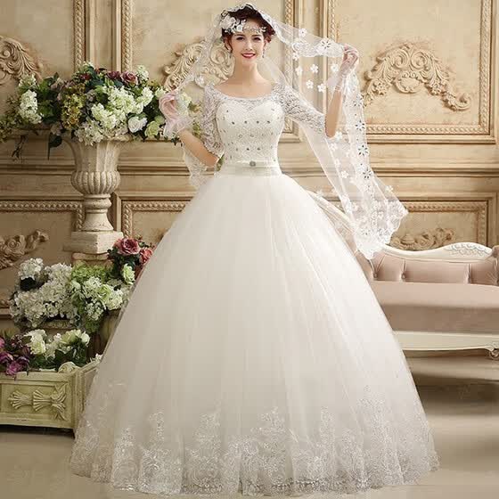 Shop Plentyfunsein Middle Sleeves Wedding Dress Princess Floor