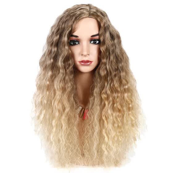 Shop Follure Sexy Gradientgold Party Wigs Long Curly Hair Mixed