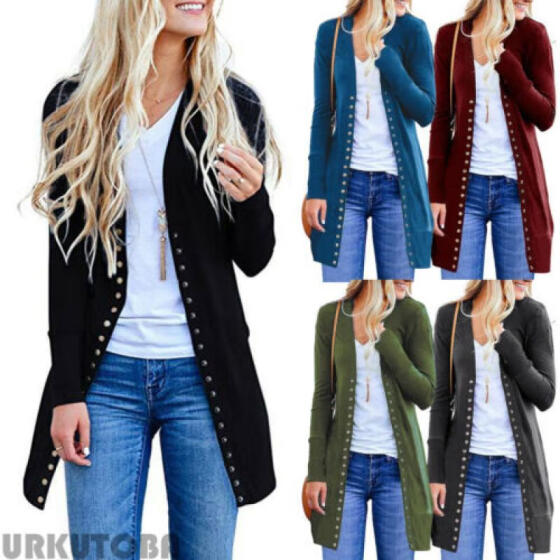 long button front cardigan sweater