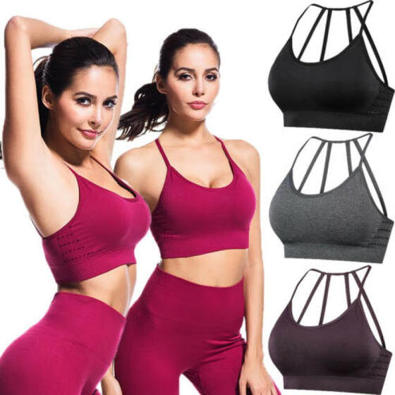 Women Seamless Underwear Workout Vest Yoga Sports Stretch Crop Top Bra Fitness