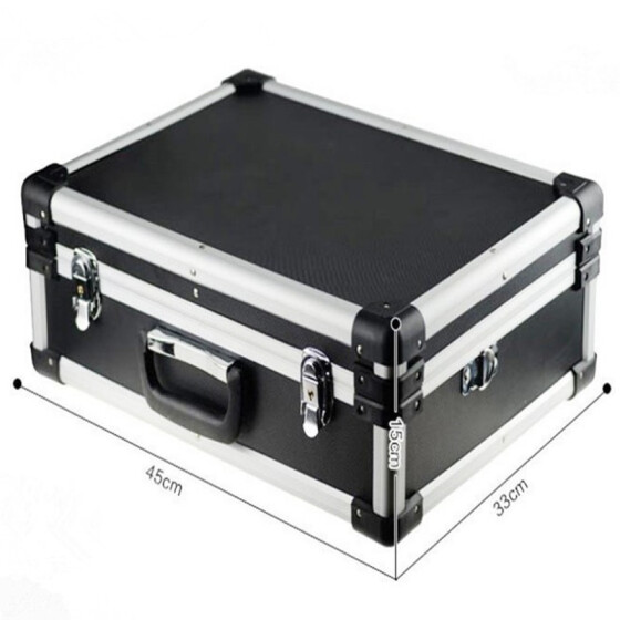 Black Aluminum Hard Toolboxes Paperwork Briefcase Toy Instrument Lock StorageBox