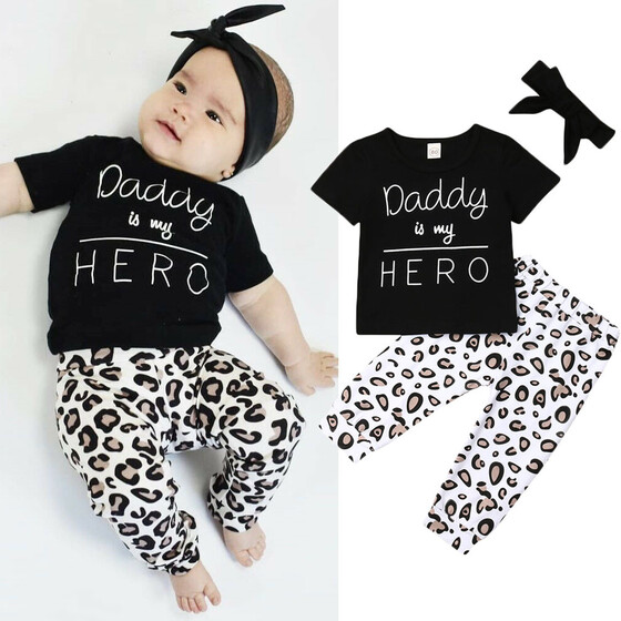 3pcs Toddler Baby Girls Kids T-shirt Tops+Long Pants Leggings Outfit Clothes Set