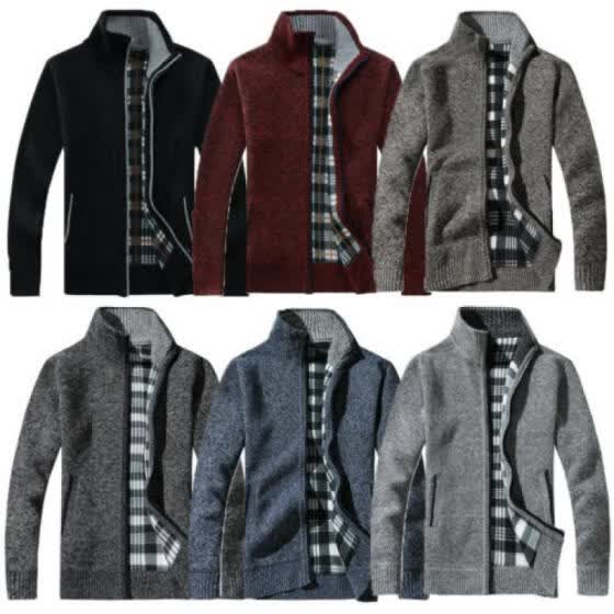 mens thick zip up cardigan