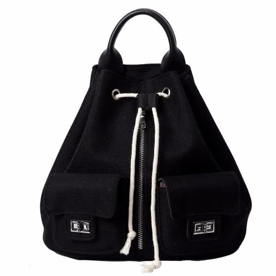 black drawstring backpack women's