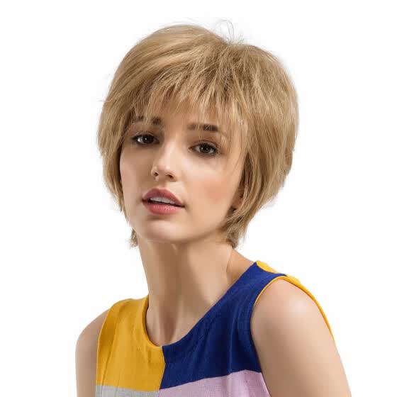 Shop Natural Women Short Texture Hair Wigs Slight Fluffy Wig Human