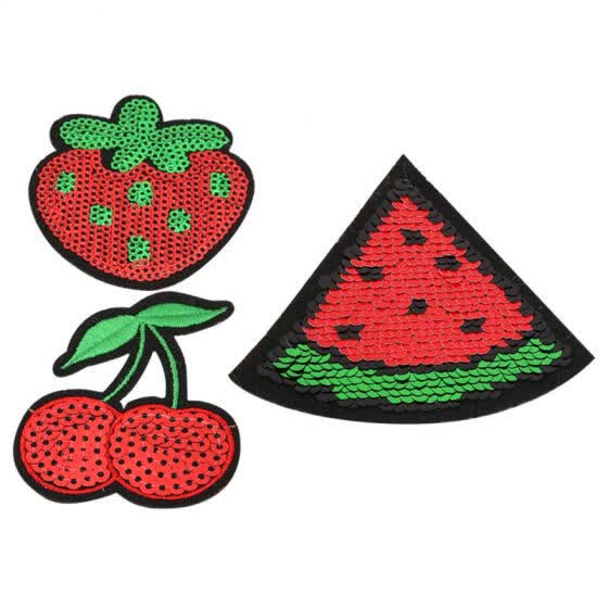 Shop Greensen 3pcs Fruits Embroidered Fabric Patches Sew Iron On