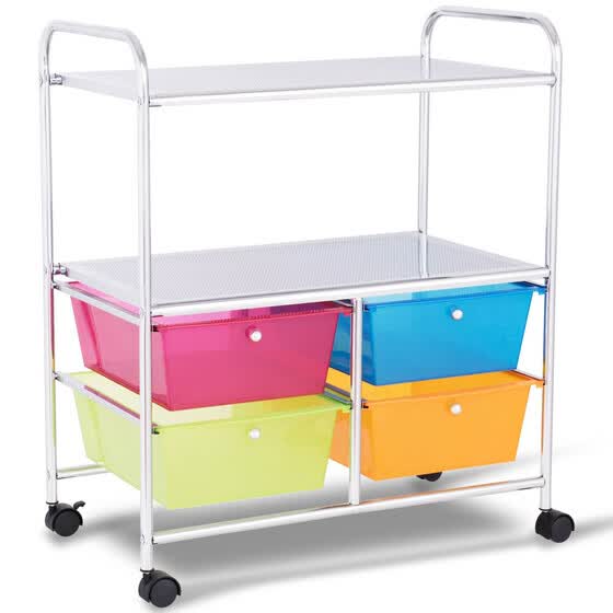 Shop 4 Drawers Shelves Rolling Storage Cart Rack Multicolor Online