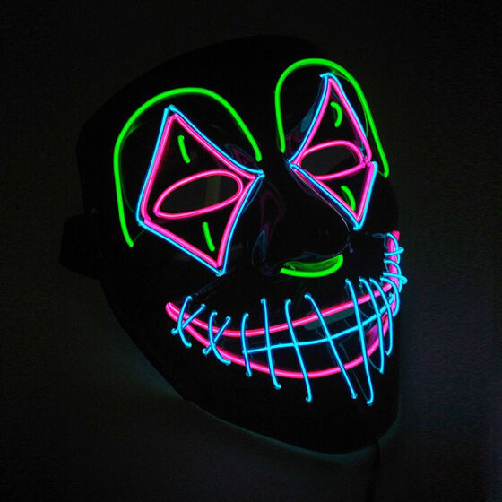 Scary Light Up Mask EL Wire Glow in The Dark Party Suppiles Festival Cosplay Halloween Party Favors Halloween LED Mask
