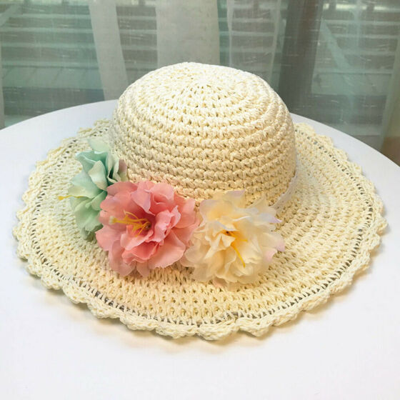 Baby Floral Sun Hat Summer Beach Hat Bucket Cap for Newborn Toddler Kid Boy Girl