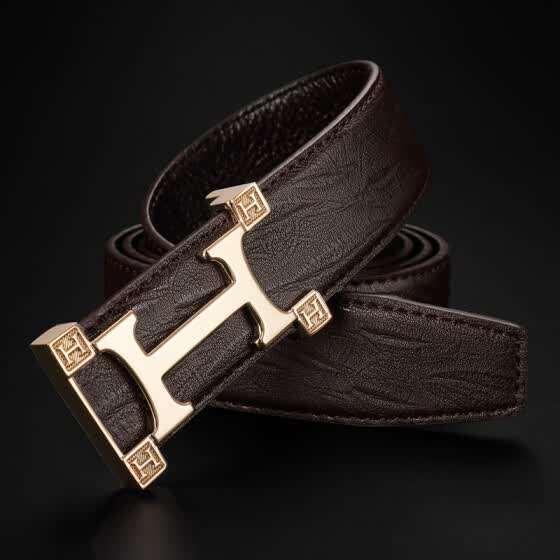 Shop Factory Men S Belt Leather Letter H Smooth Buckle Casual Belt Men S Youth Fashion Business Tide Belt Online From Best Belts On Jd Com Global Site Joybuy Com