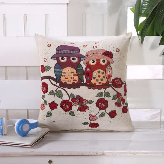 Shop Bvetee Owl Cotton Cushion Covers Sofa Cushion Cases