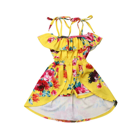 Kids Girls Baby Summer Casual Floral Dress beach party wedding Sundress 1-6Y