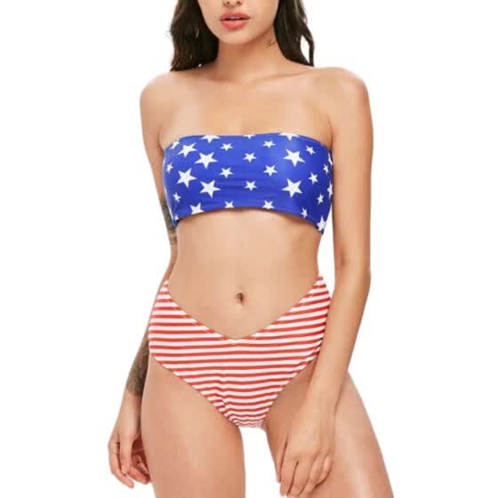 american flag high waisted bikini