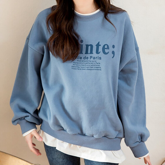 Letter Print Hooded for Womens Autumn Sweatshirt Loose Long Sleeve Pullover Tops