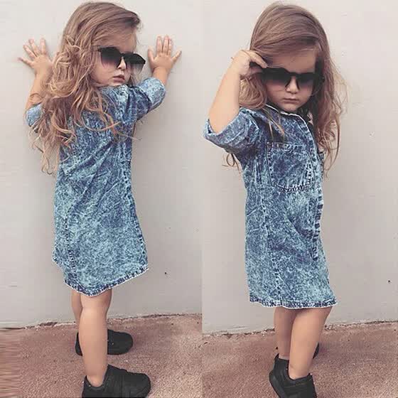 baby girl long sleeve denim dress