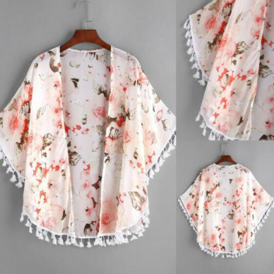 Kids Girls Flowers Kimono Cardigan Jacket Spring Outerwear Coat Age 2-6