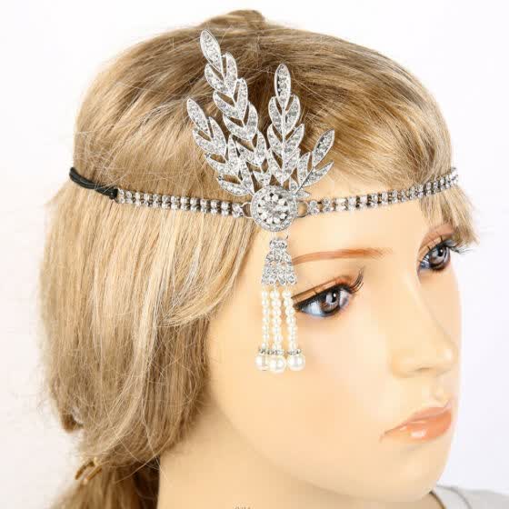 Shop New Great Gatsby Headband Hat 1920 S Hair Cap Silver Ivory