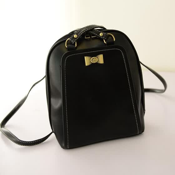 Shop New Cute Women Girl Backpack Pu Leather Bow Decoration Large