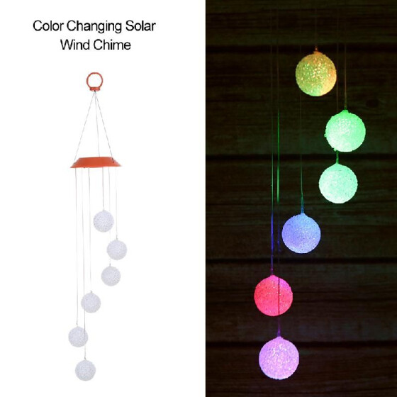 Large LED Solar Outdoor Lights Colorful Wind Chimes Gift Yard Garden Home Decor