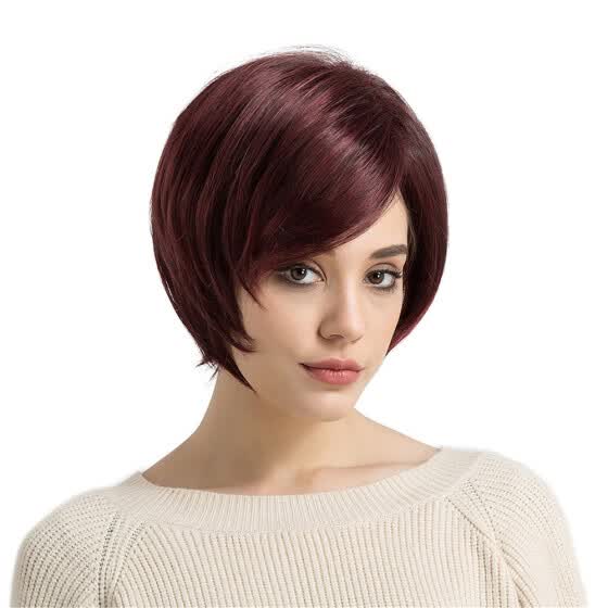 Shop Follure Natural Red Oblique Bangs Short Straight Hair