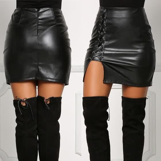 Fashion Las Women Black Leather Skirt High Waist Slim - Womens Black Leather Skirt Fashion Las Women Black Leather Skirt High Waist Slim - Womens Black Leather Skirt