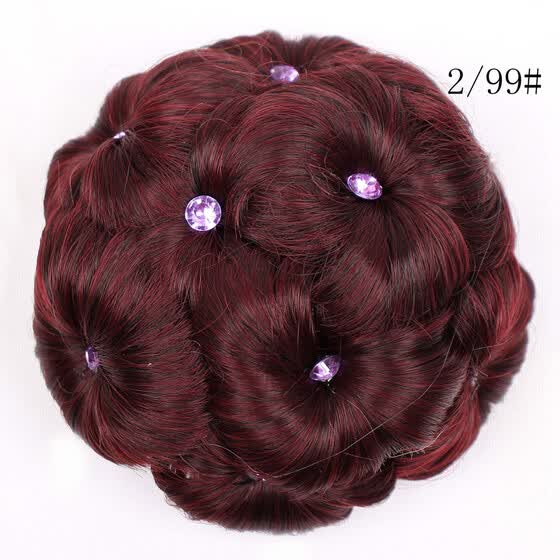 Shop Gobestart Female Wig Hair Ring Curly Bride Makeup Diamond Bun