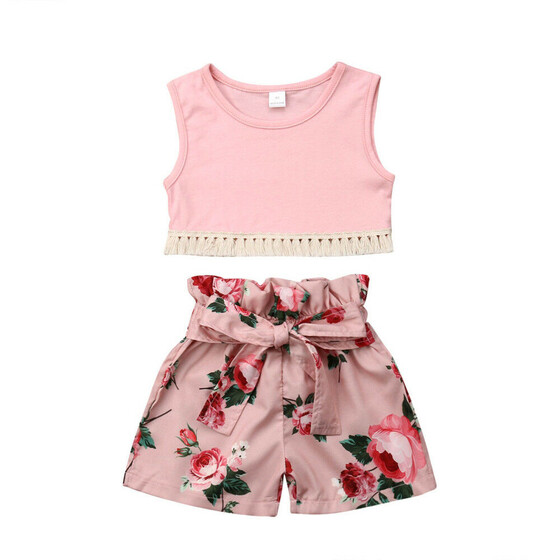 UK Toddler Kids Baby Girls Vest Tops+Hat+Shorts Pants Outfits Sunsuit Summer Set