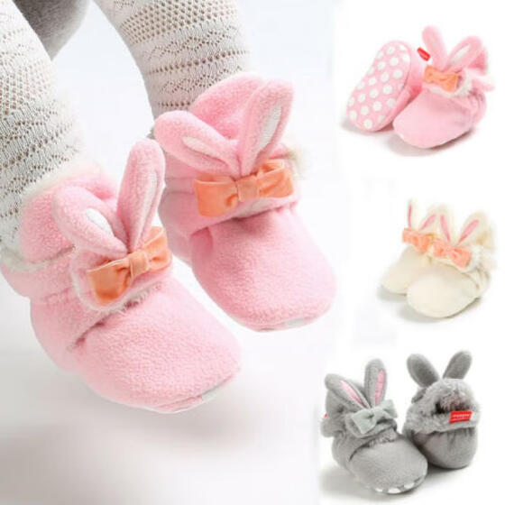 Cute Baby Toddler Shoes Girl Crib Soft Sole Shoes Winter Warm Snow Boots 0-18M