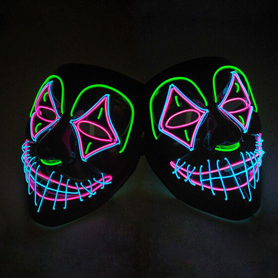 EL LED Light Up Face Mask Flashing Luminous Halloween Costume Party Decor