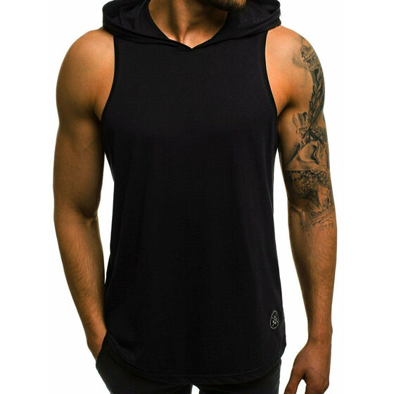New Mens Muscle Hoodie Tank Top Bodybuilding Gym Workout Sleeveless T-Shirt Vest