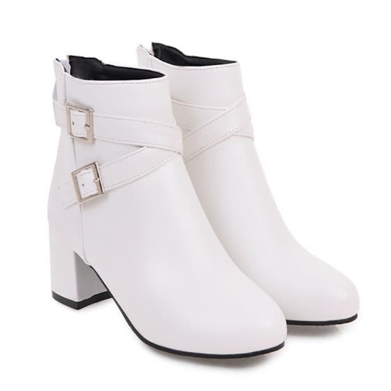 round toe white boots