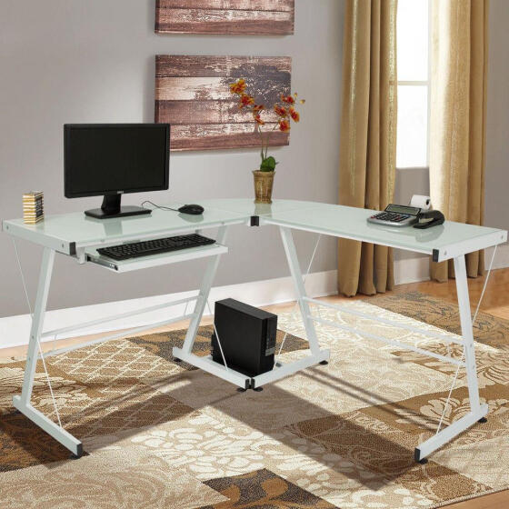 Glass Table Computer Desk PC Laptop Workstation Office Home Furniture