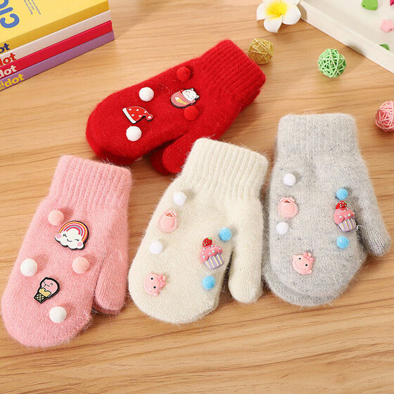 Winter Toddler Kids Gloves Baby Boy Girls Cute Soft Knitting Mittens Warm Gloves