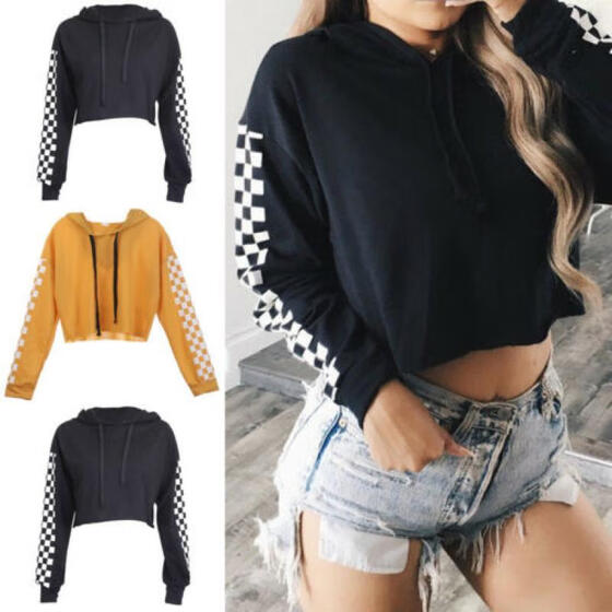 Trendyest Women Hoodie Sweatshirt Jumper Crop top Coat Sports Pullover Tops