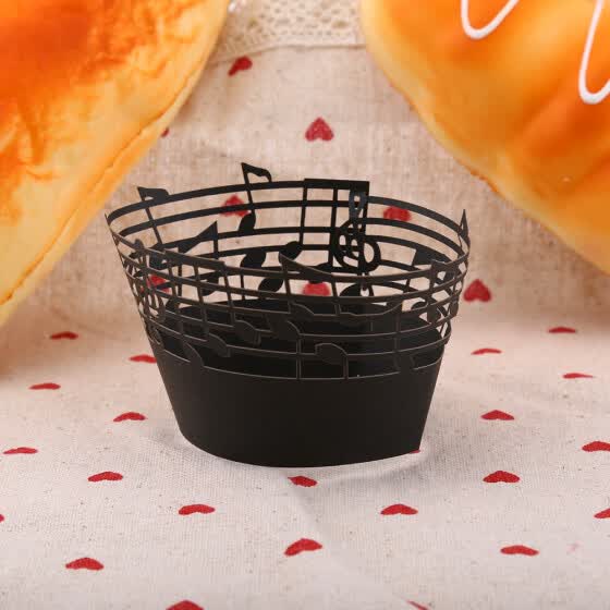 Shop 50pcs Cupcake Papper Wrapper Musical Notes Hollow Out Wedding