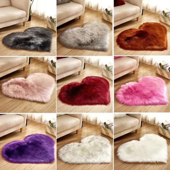 Shop Heart Shaped Fluffy Rug Shaggy Floor Mat Soft Faux Fur