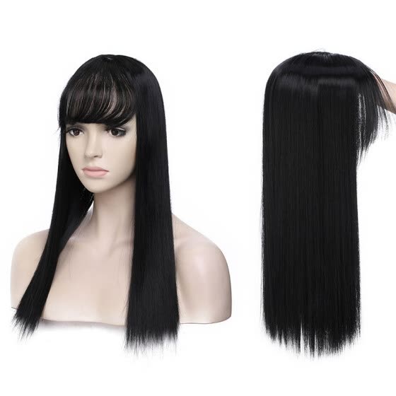 Shop Long Straight Hair Topper With Thin Air Bangs Clip In Hair Middle Part Synthetic Hairpiece For Women Online From Best Tape Hair Extensions On Jd Com Global Site Joybuy Com