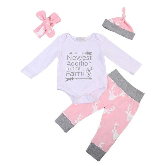 Newborn Baby Boy Girl Clothes Jumpsuit Romper Bodysuit+Long Pants+Hat Outfit Set