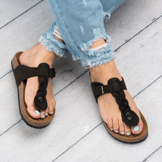 Women Ladies Summer Flat Heel Strap Slippers Beach Sandals Roman Shoes Size