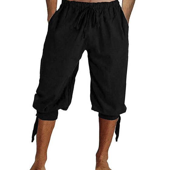 Mens Casual Baggy Harem Pants Cotton Wide Leg Loose Cropped Trousers Plus Size