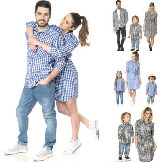 US Stock Family Matching Tops Women Men Kids T-shirt Blouse Parent-child Clothes