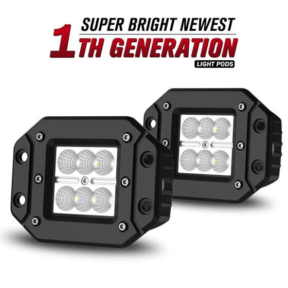 2X 24W LED Work Light Flood Beam Offroad Driving ATV SUV Flush Mount Truck 5Inch