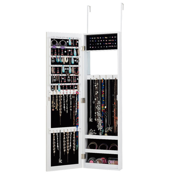 Shop Wall Door Mounted Mirrored Jewelry Cabinet Storage Organizer